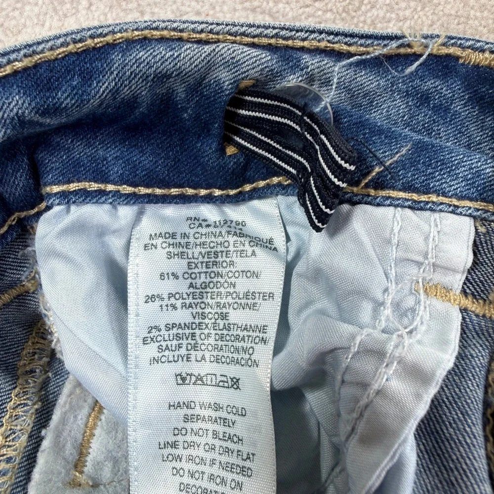True Religion Halle Girls Super Skinny Jeans Size 7 Sequin Star Distressed Blue
